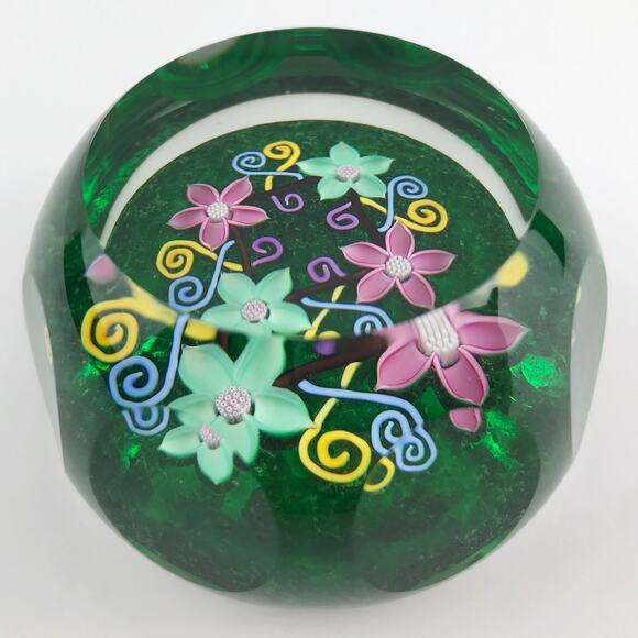 Perthshire PP223 2000 3D Lampwork Flower Celtic Style Facet LE Paperweight Cert - Picture 3 of 14